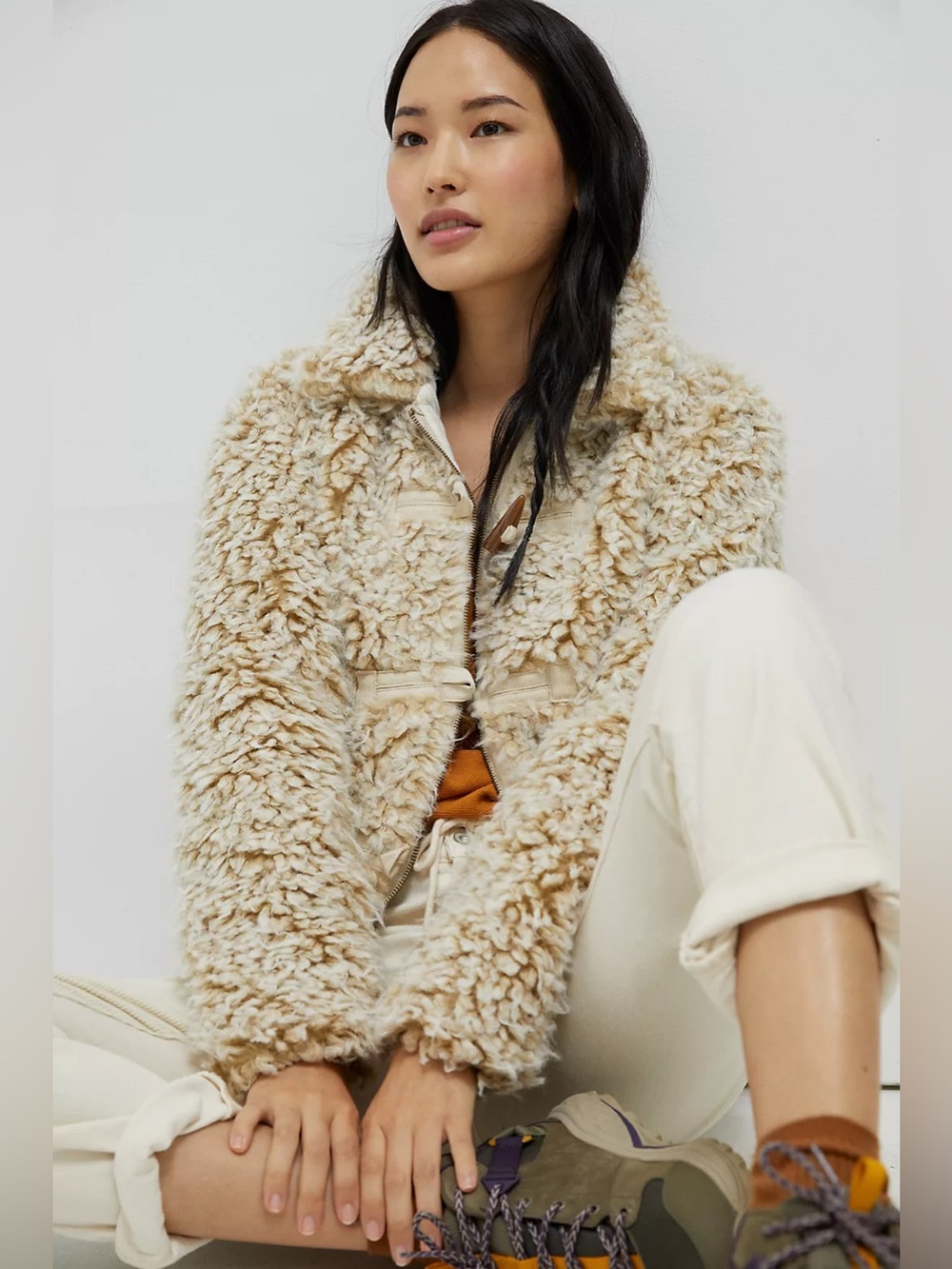 Anthropologie Breanna Furry Faux Fur Coast NWT Size M Cozy Boho Chic 90s Fall